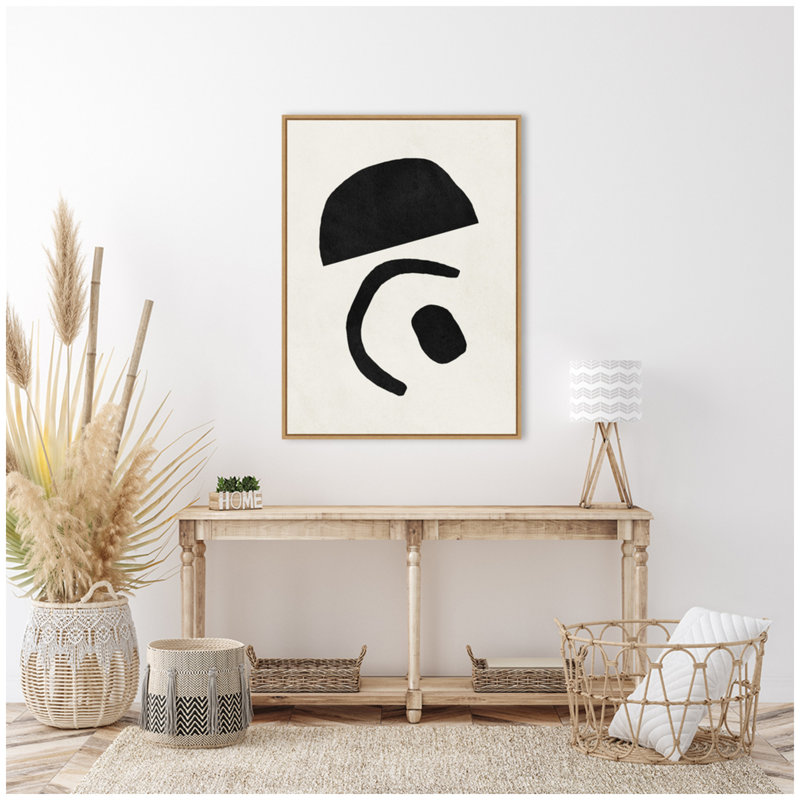 «Black Geometric Abstract 3» par juillet, reproduction d'art sur toile encadrée, Tanné