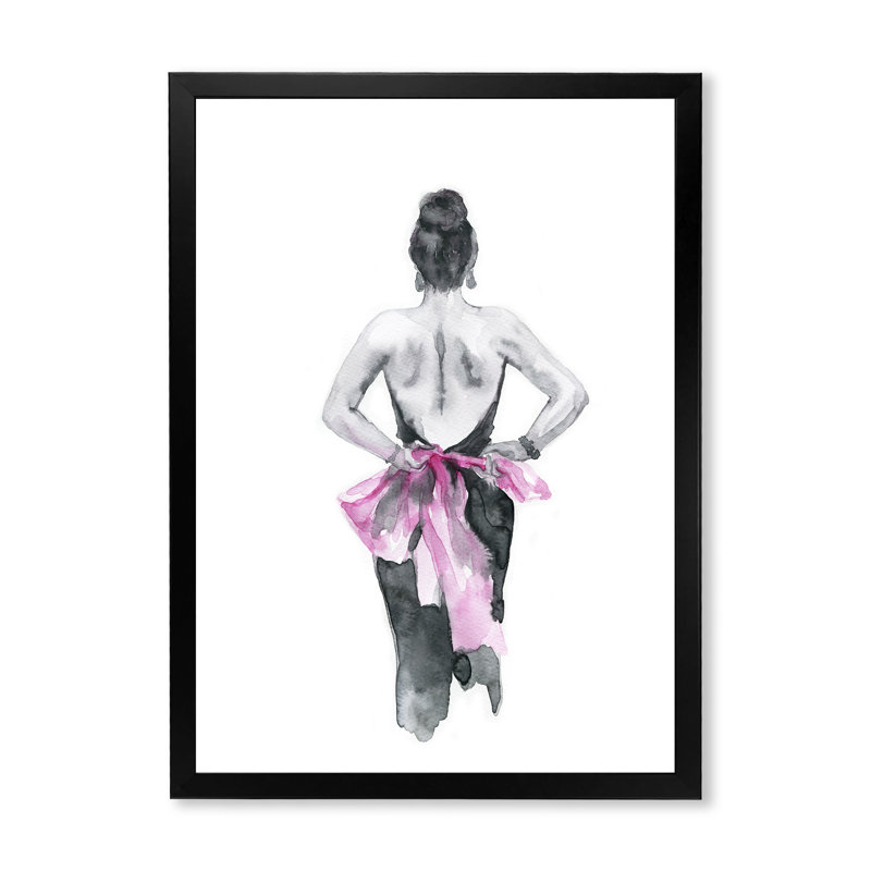 Peinture fantaisie, portrait de femme III - décoration murale sur toile glam, H 20 po x l 12 po x P 1 po, Cadre photo noir