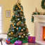 Arbre de Noël 500 7 pi - Ul, support en fer stable, 48 po de largeur, 84 po de hauteur, assemblage requis avec lumières vérifiées UL, X 84 po,