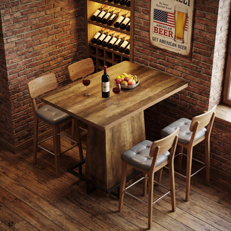 Table de bar 47 po, table de pub rustique industrielle avec repose-pieds en métal