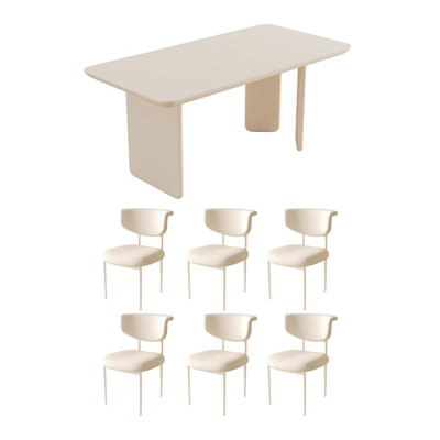 Rectangular solid wood rock plate dining table set