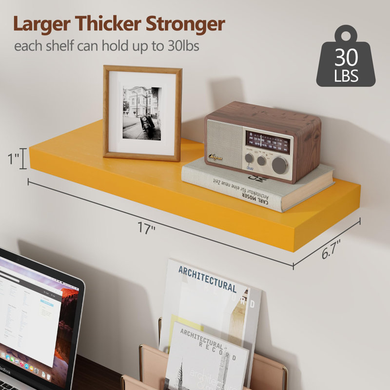 Dalvyn 3 Piece Floating Shelf, Yellow