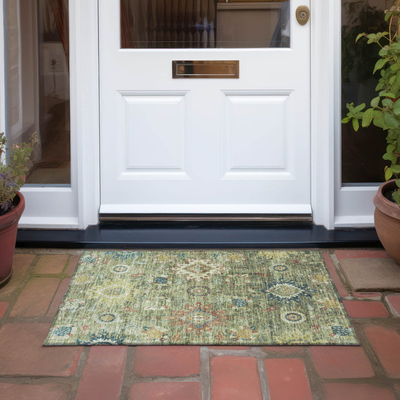 Tapis intérieur / extérieur Xhevrie lavable à la machine, Rectangle 1 pi 8 po x 2 pi 6 po