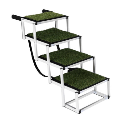 Foldable Pet Dog Stairs For Cars And Suvs - Reinforced Non Slip Aluminium Ramp, Ideal Dogs With Joint Issues, Easy To Up All Vehicles Material, Suitable Issues