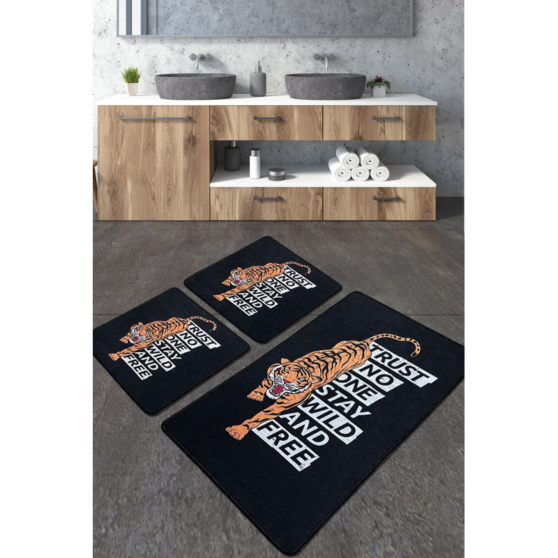 Luxurious Bathmat Set (3 Pieces), Soft Polyester, 23.6 x 39.4 inches (1 Piece) & 19.7 x 23.6 inches (2 Pieces) | Antibacterial, Non-Slip Underside, 20.5 oz/sq ft | Machine Washable & Durable, Perfect for Elegant Bathrooms