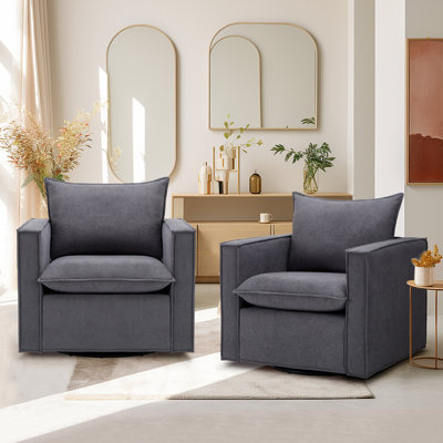 34.2" Wide Upholstered Swivel Accent Armchair