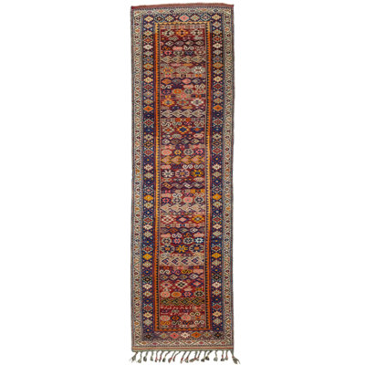Vintage One-of-a-Kind 2'11" X 13'0" 1950s Wool Area Rug Orange