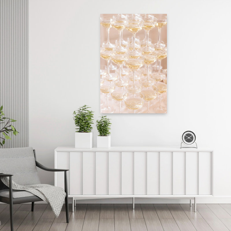 «Champagne Tower», art mural contemporain, H 36 po x l 24 po