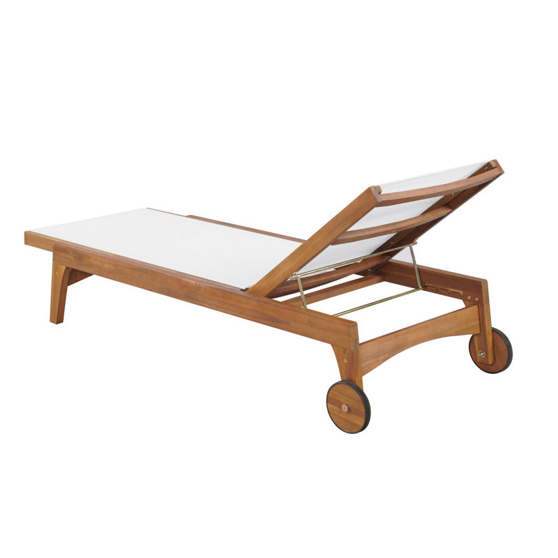 Outdoor Wood Frame Chaise Lounge, White