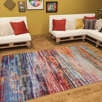 Luxurious Machine Washable Carpet, 100% Polyester, 7.5 x 10.8 Feet | Pile Height: 0.2 Inches, 1850 g/m² | Recycled Poly Cotton Underside, Easy Care, Perfect for Living Room & Bedroom, Soft & Durable Design