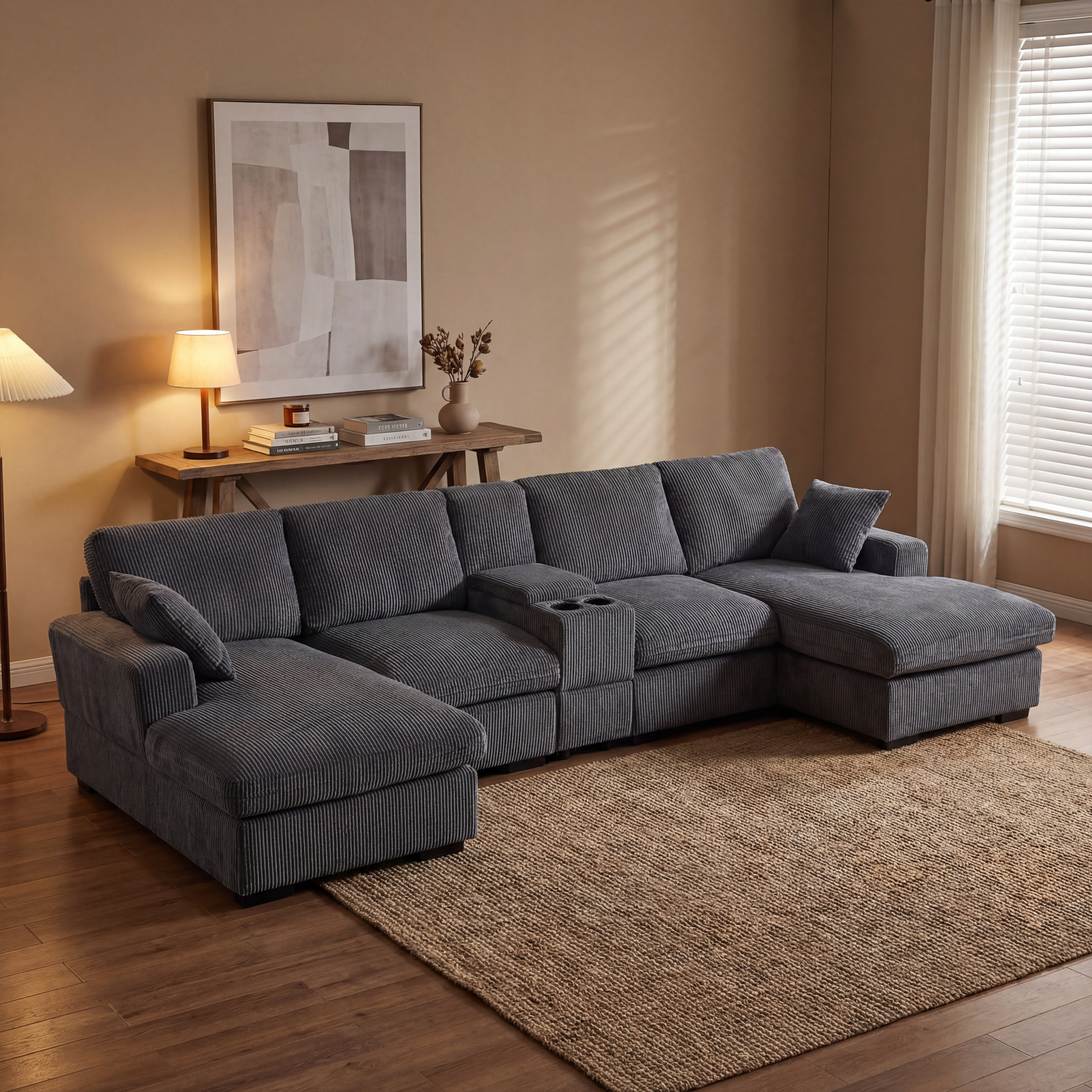 Latitude Run® 126" U Shaped Sofa, Modular Sectional Sofa With Storage ...
