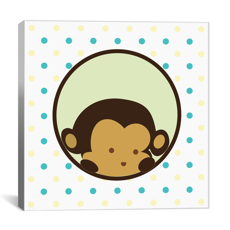 Arabelle «Kids Children Monkey Face», impression sur toile tendue, H 12 po x l 12 po x P 1,5 po, Toile tendue, Pas de tapis
