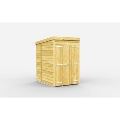 4ft x 7ft Pent Shed - Double Door without Windows