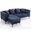 Canapé modulaire en chenille bleu, accoudoir carré, moderne, 3 places avec canapé de rangement en chenille, rangement,-1129782733