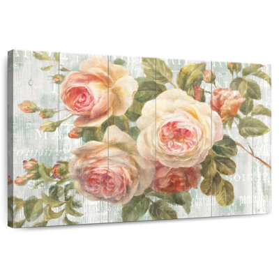 Roses Harnek rétro sur bois flottant