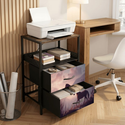 Table de chevet 2 tiroirs avec station de charge, table de chevet pour chambre avec ports USB et amp; Table de chevet noire Outlets Outlet