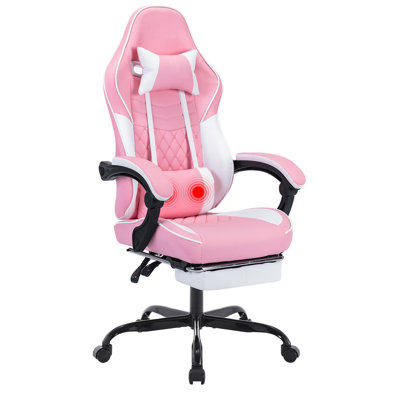 Ergonomic Gaming Chair With Massage Lumbar Support & Footrest, Height Adjustable Swivel Video Game Chair For Adults, 300 Lbs Weight Capacity