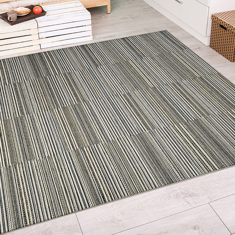 Tapis rayé noir et or Kaz Kaz, Rectangle 2 pi x 3 pi 7 po