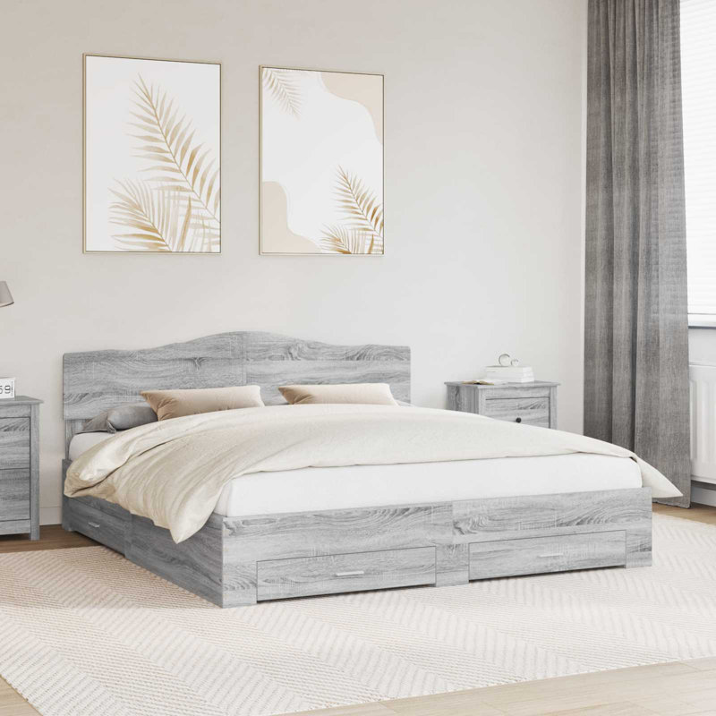 Bed Frame, Super King (6'), Grey Sonoma