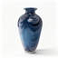 Vase de table en verre soufflé à la main bleu et blanc Amphora