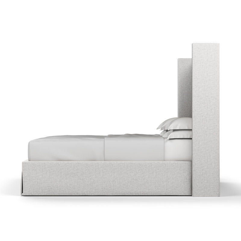 Kaiser Upholstered Wingback Bed, Twin, Plush Velvet Silver Streak