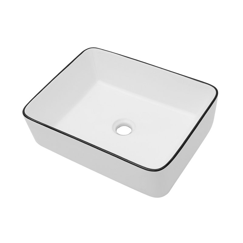 Lavabo de salle de bain rectangulaire en céramique blanche 16X12 pouces