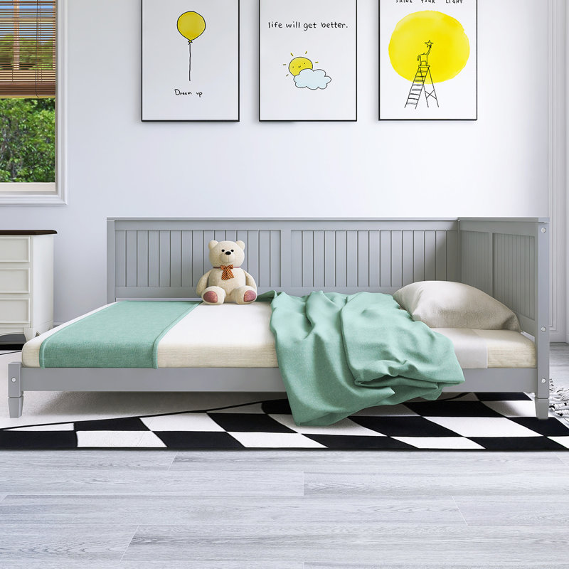 80"X58" Full Size Wood White Bed, Gray