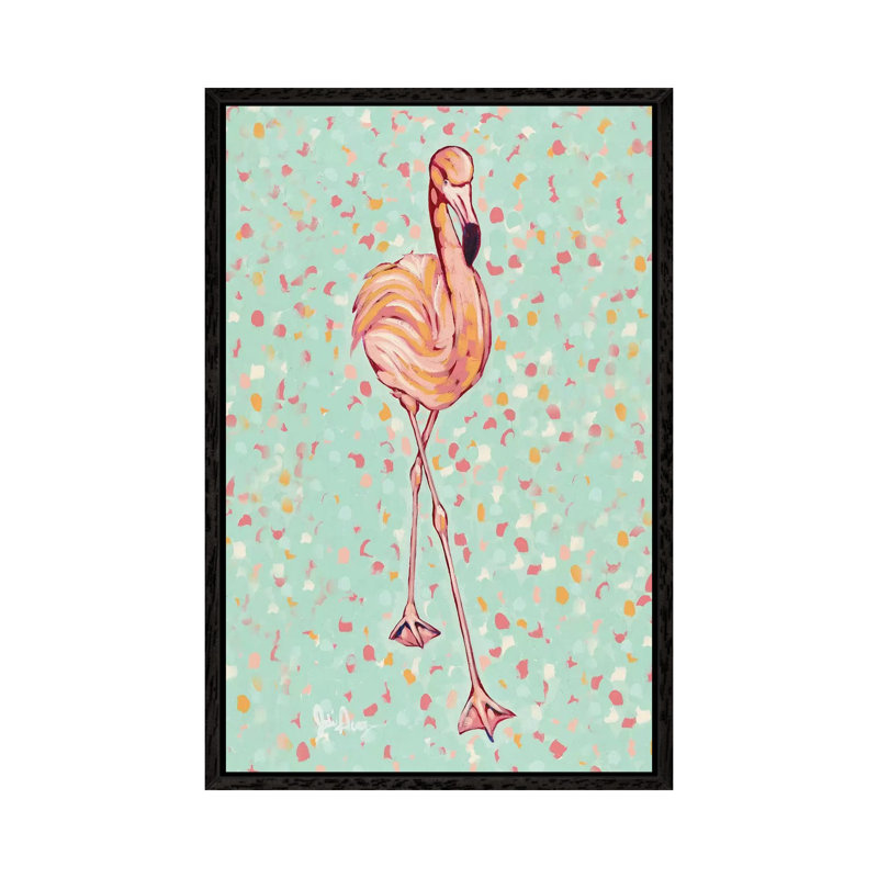 Flamingo Portrait II 1 Piece Painting on Canvas, 152.4cm H x 101.6cm W x 3.81cm D, Black Framed