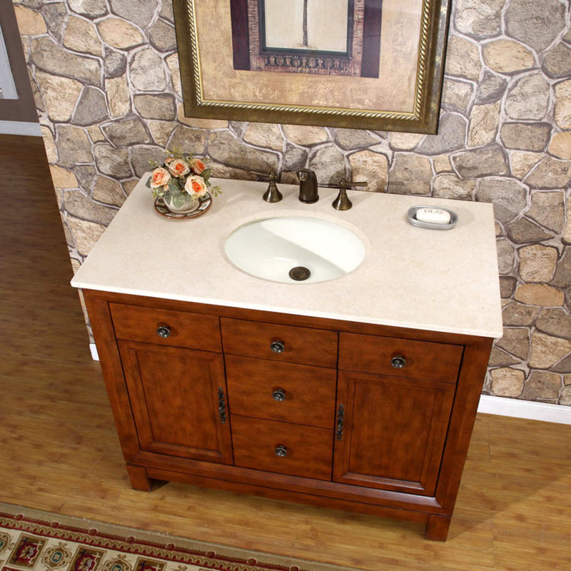 Eichorn 42 " W Freestanding Standard Free Standing Single Double Single Vanity Bathroom Vanity With Marble Top