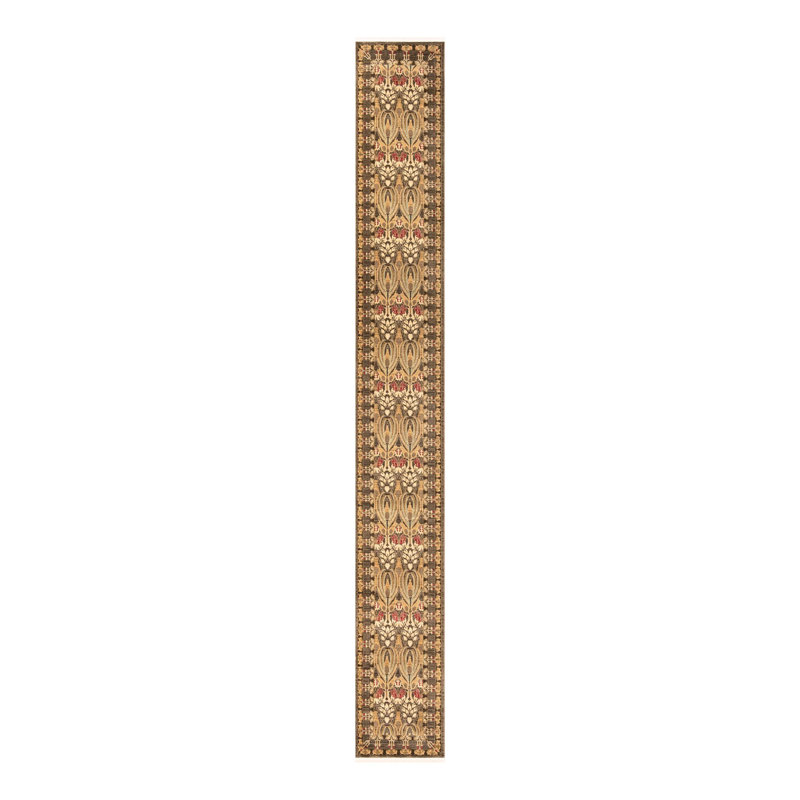 Tapis brun Ikat Moore, Tapis de couloir 2 pi 7 po x 19 pi 8 po