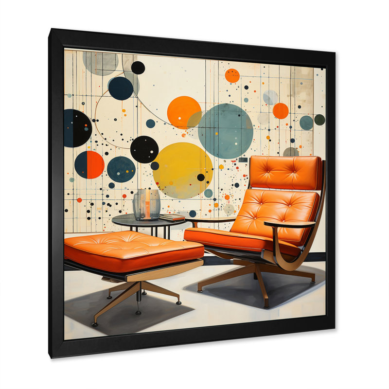 Corail Mid Century Eames Elegance - reproduction sur toile, H 36 po x l 36 po x P 1,5 po, Cadre photo noir