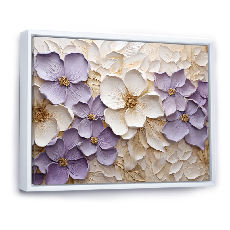 Violet et blanc, minimalisme, violettes - Violettes, impression sur toile, Reproduction avec cadre flottant, White