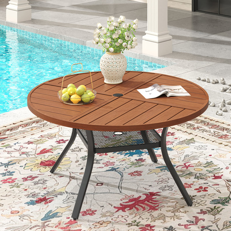 Table de salle à manger d'extérieur, H 28,3 po x L 40,6 po x l 40,6 po, Noyer / noir
