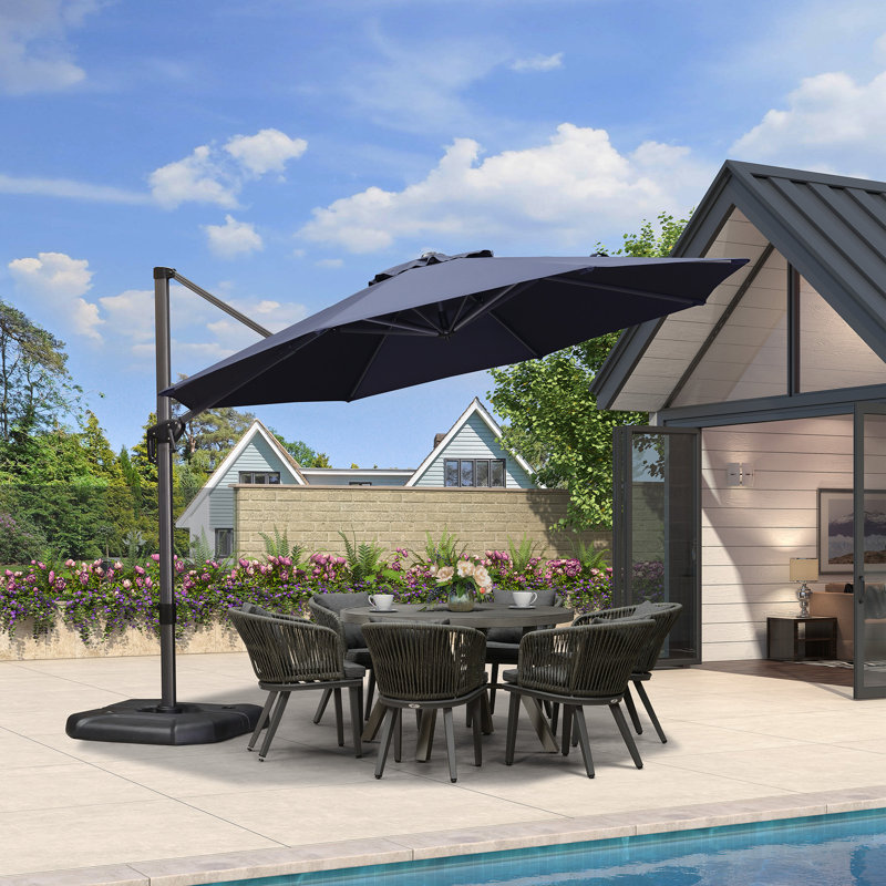 Cantilever Parasol, Turquoise Blue, 274.3cm H x 335.3cm W x 335.3cm D
