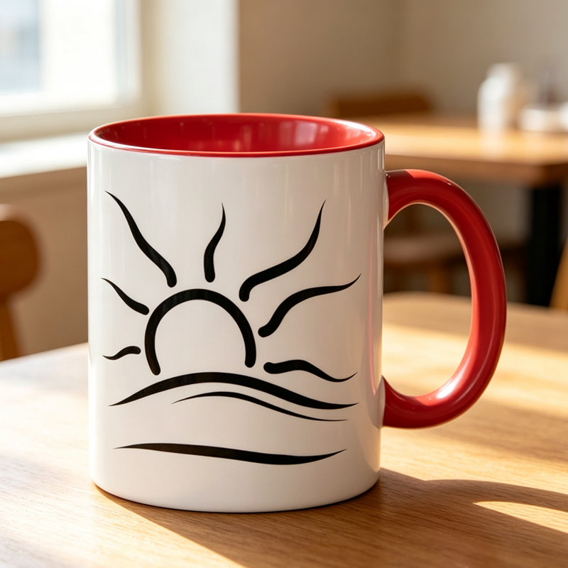 Minimalist Naturist Emblem Design, Non-Slip Ceramic Cup, Dishwasher Reusable Tea/Coffee/Milk/Water Cup.