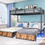 Lit superposé triple noir pour 3 personnes, conception détachable, réduction du bruit, lit en métal de haute qualité, séparable en lits simples, chambre idéale, assemblage facile