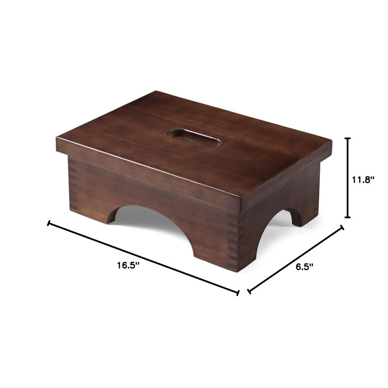  Dark Walnut Wooden Step Stool - Lightweight, Sturdy, Versatile For Home Use
