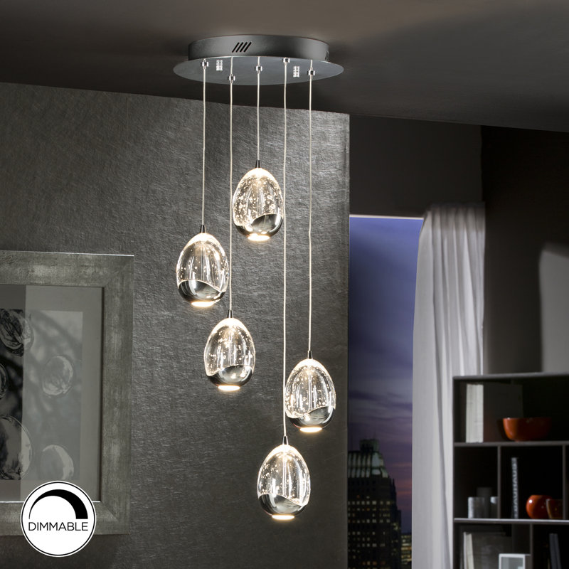 Neher 5 - Light Cluster LED Pendant, Chrome