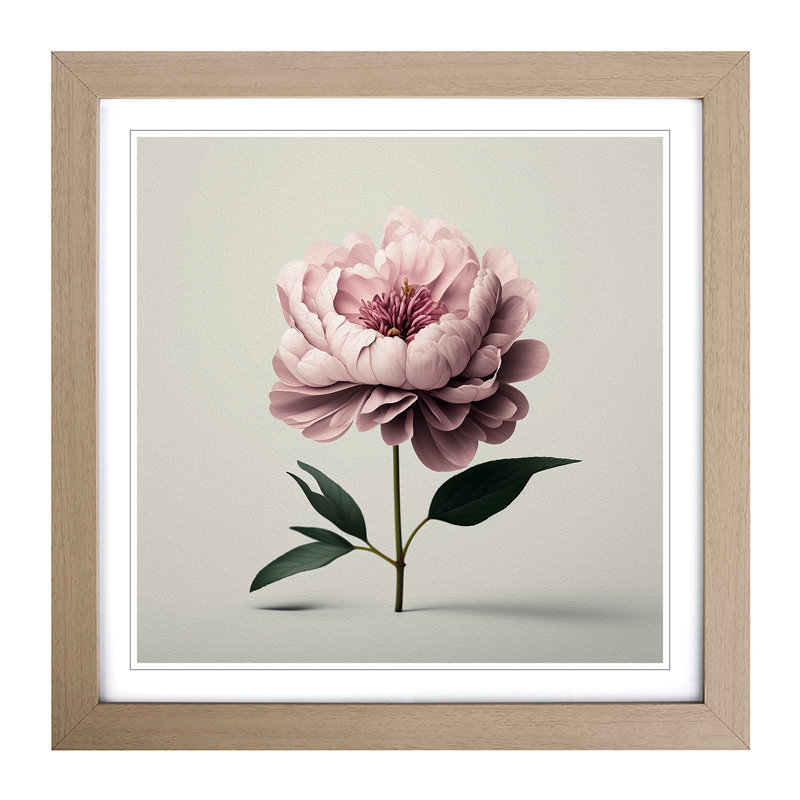 Peony Flower Minimalism - Single Picture Frame Print on Wood