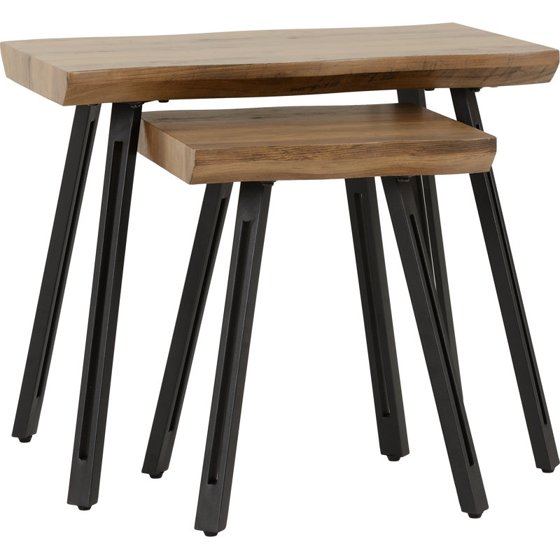 Alexsandra Wave Edge Nest of Tables, Medium Oak
