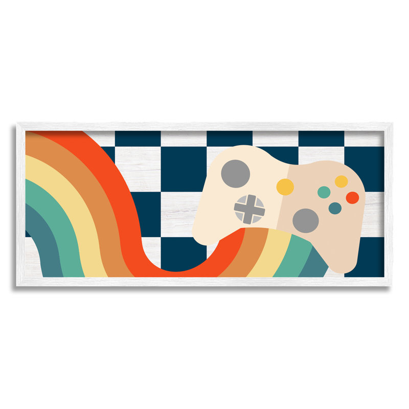 «Rainbow Gaming contrôleur encadré sur bois», impression, H 13 po x l 30 po x P 1,5 po