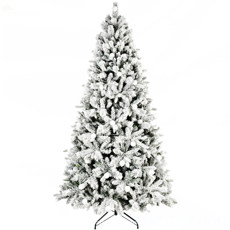 7.5Ft Flocked Christmas Tree, Multicolored, 7.5', Pre-Lit