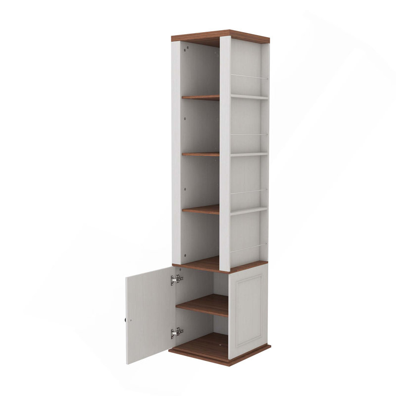 Armoire de rangement rotative à 360 ° avec miroir pleine longueur et plusieurs tablettes pour le vestibule du salon