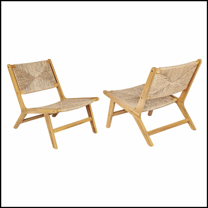 Ensemble de chaises longues d'extérieur en bois d'acacia durable pour terrasse et jardin, résistant aux intempéries et élégant