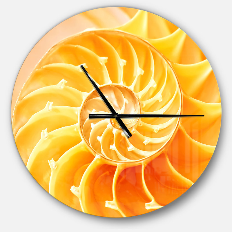 Jaune Nautilus Shell - horloge murale moderne, Grand