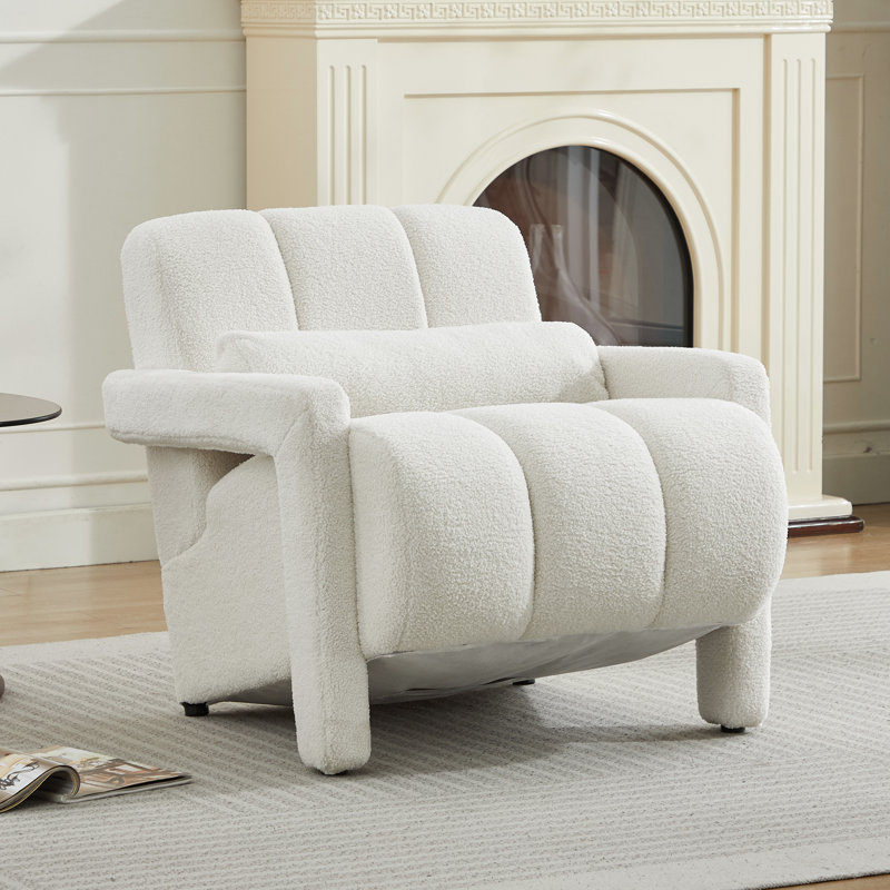 Chaise d'appoint rembourrée avec accoudoirs 28 po Jakeim, Blanc