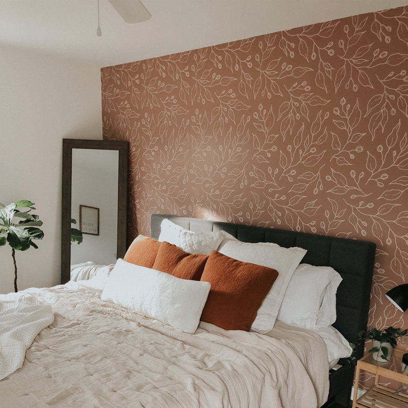 Floral Wallpaper, Brown, Pre-Pasted