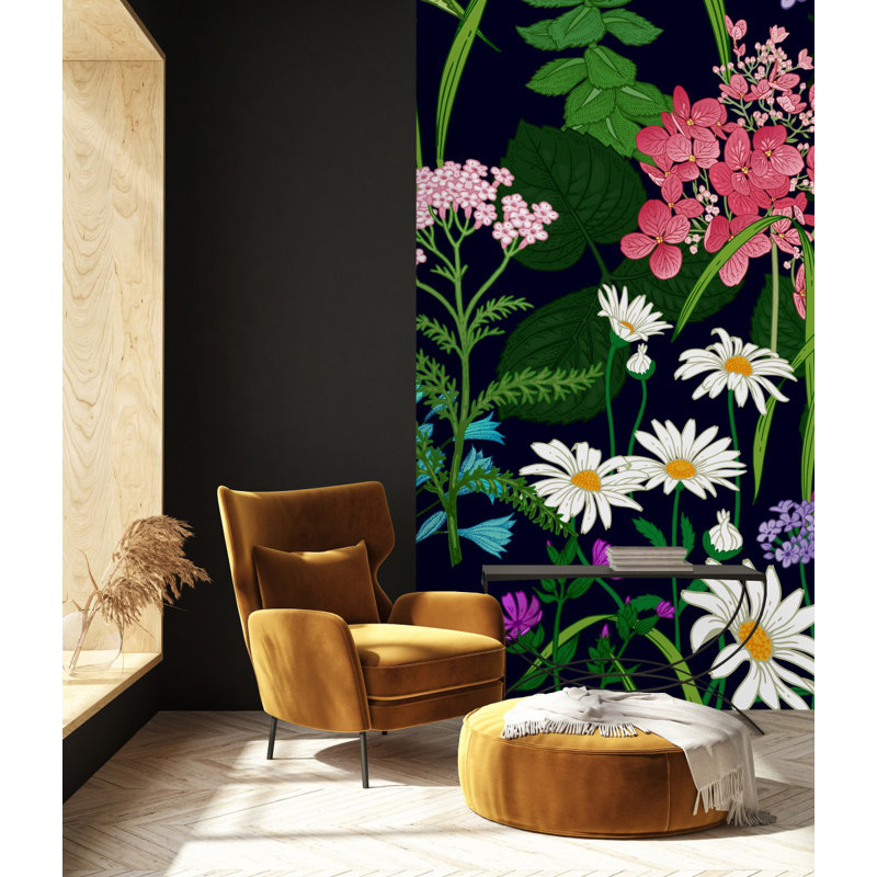 Peel & Stick Floral Wall Mural, 8.33" W x 8.33" L