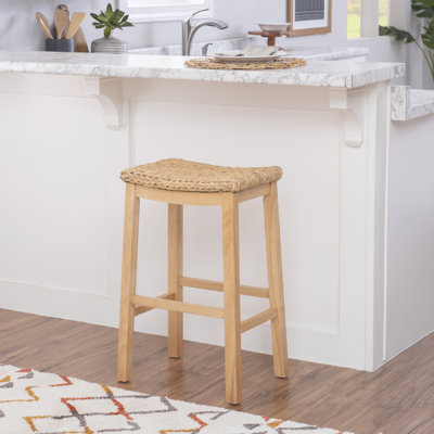 Hyacinth Hand-Woven Solid Wood Frame Counter and Bar Stool