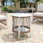 Table de bout, table d'appoint d'extérieur avec structure en acier thermolaqué et plateau en verre